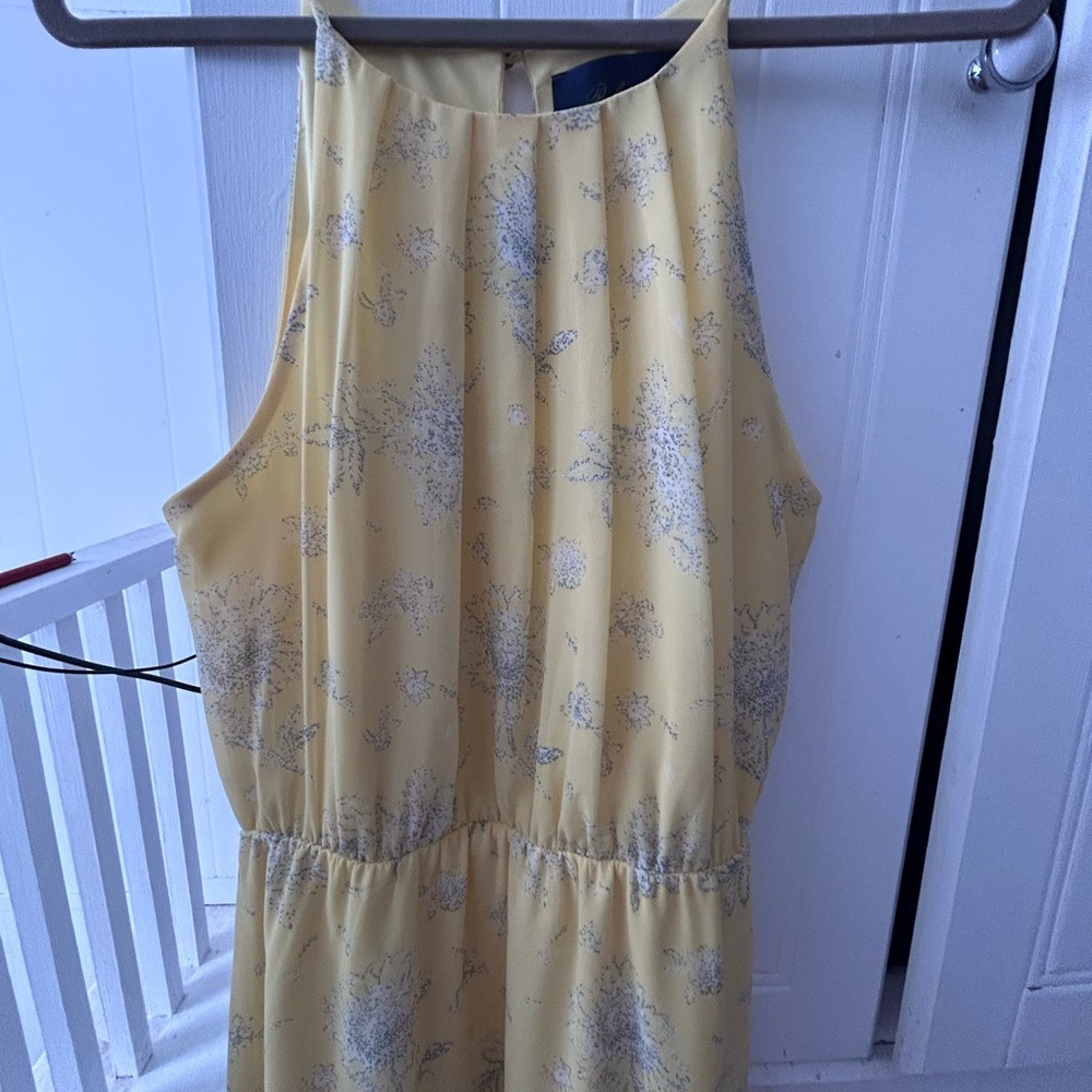 NWOT BLUE RAIN Yellow Sleeveless Dress w/Floral Print and Elastic Waist, Flared - Picture 3 of 14